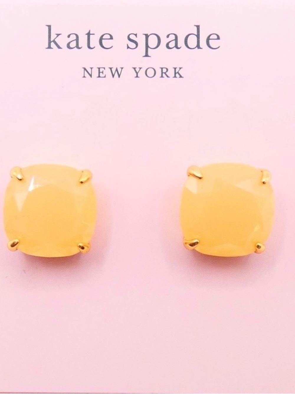 kate spade Yellow Cushion Stud Earrings with Gold Prongs